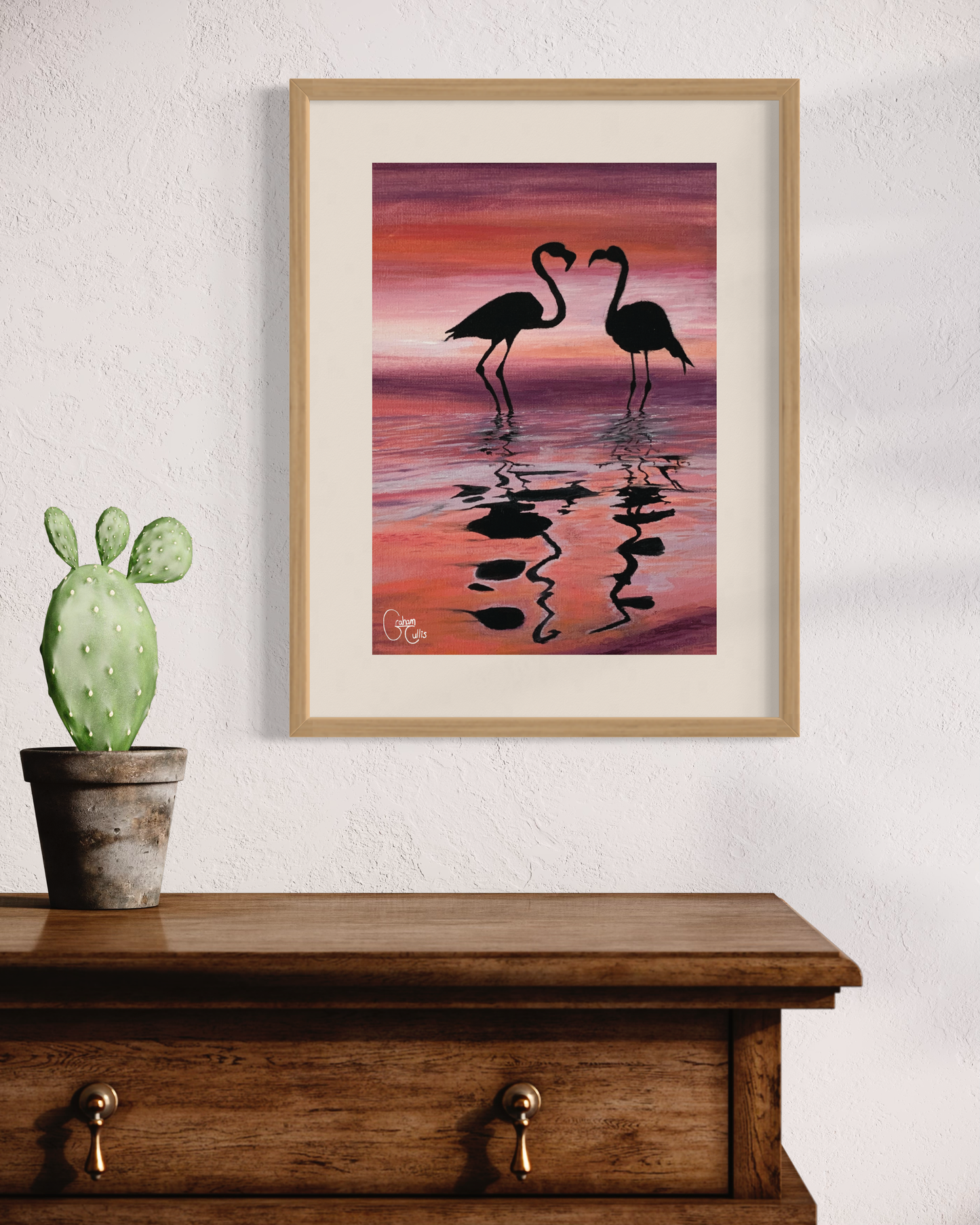 Print of Flamingos