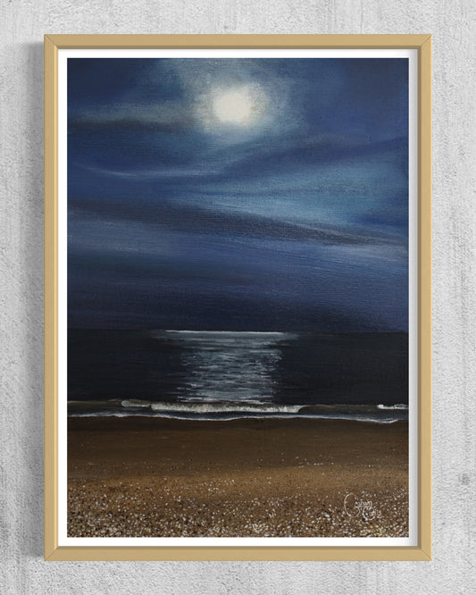 Print of The Calm ( St Leonards-On-Sea in full moonlight)