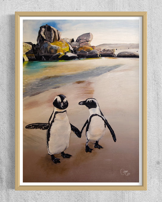Print of Soul Mates (Penguins on Boulders Beach Cape Town SA )